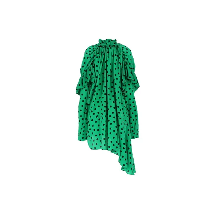 Balenciaga Long-Sleeved Dresses Women's Green-1