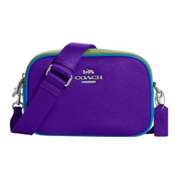 COACH Jamie Refined Pebble Leather Camera Bag Shoulder Bag Crossbody Bag Medium Size Women's Purple