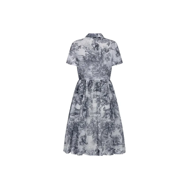 DIOR SS22 Short Sleeved Dress Women's Marine Blue-1