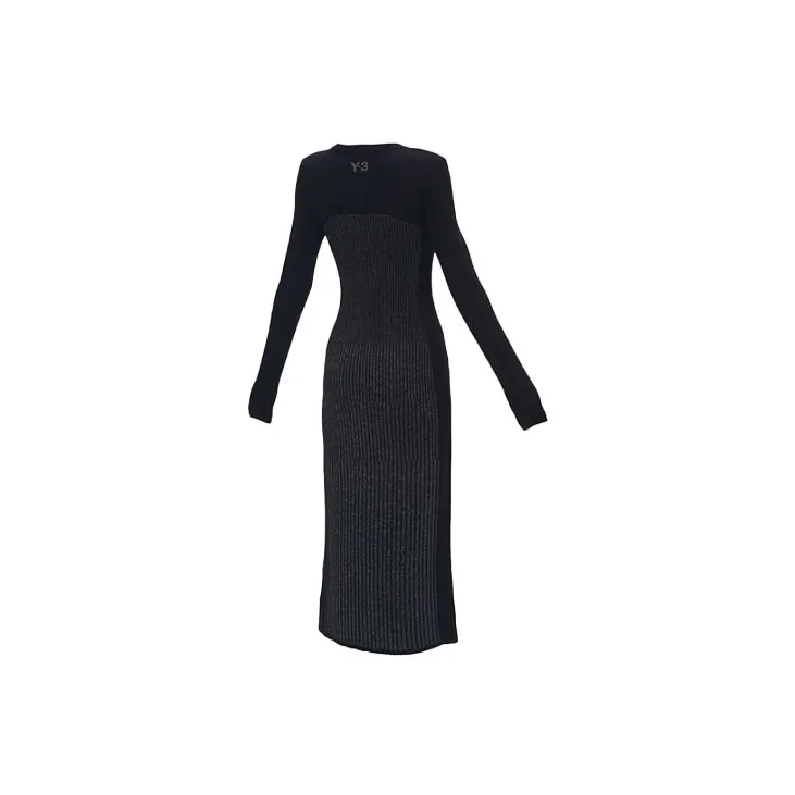Y 3 Long Sleeved Dresses Women's Black-1