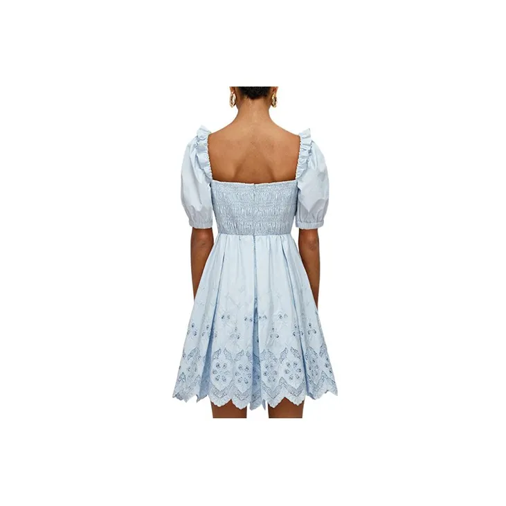 Self portrait Short Sleeved Dress Women's Sky Blue-1