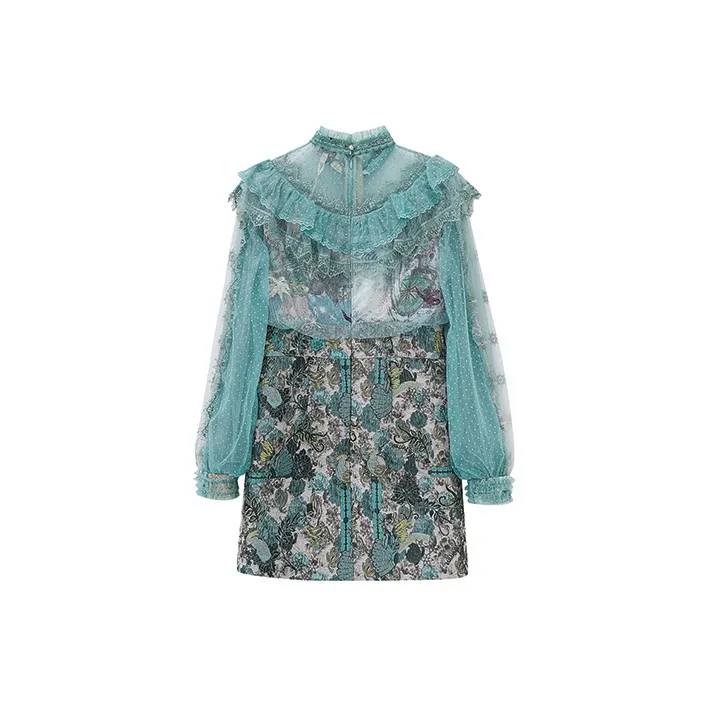 LULUALWAYS A-Line Skirt Dress Green-1