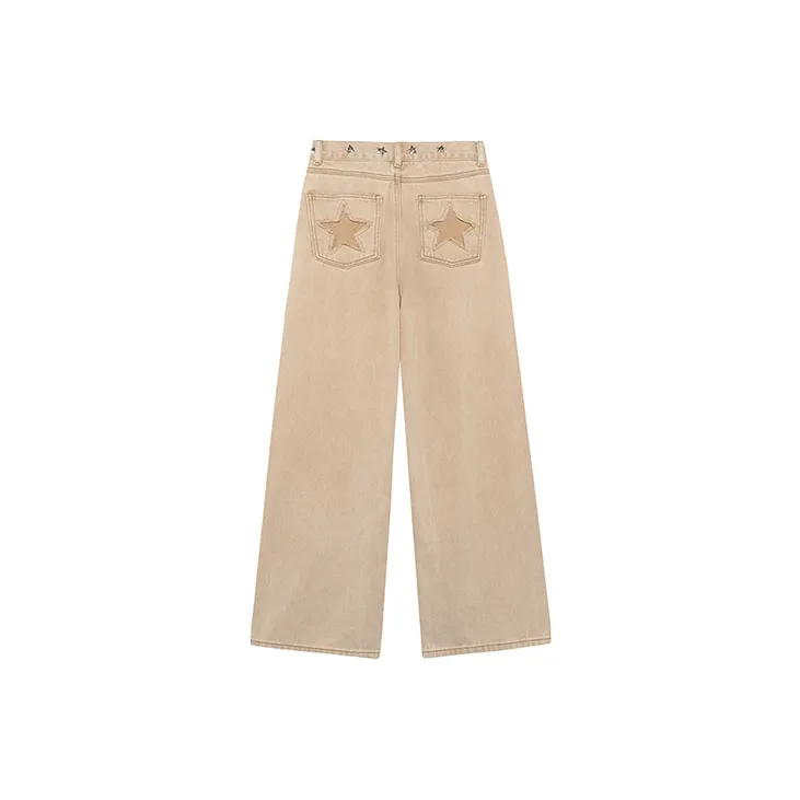 BETWEENAND Straight Jeans Women's Warm Yellow Brown-1