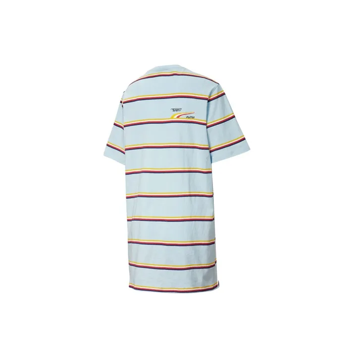 PUMA RANDOMEVENT Short Sleeved Dresses Women's Cut Flowers Blue-1