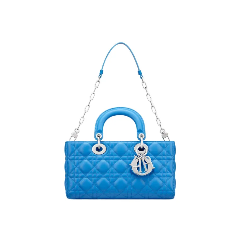DIOR Lady D JOY Sheepskin Princess Diana Bag Clutch Shoulder Bag Crossbody Bag Handbag Women's Bright Blue-3