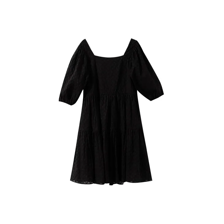 YUMOMO STAR Square Collar Fitted Short Sleeved Dress Women's-1