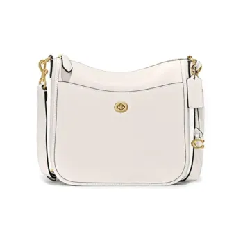 COACH Pebbled Leather Shoulder Bag Crossbody Bag Large Size Women's White