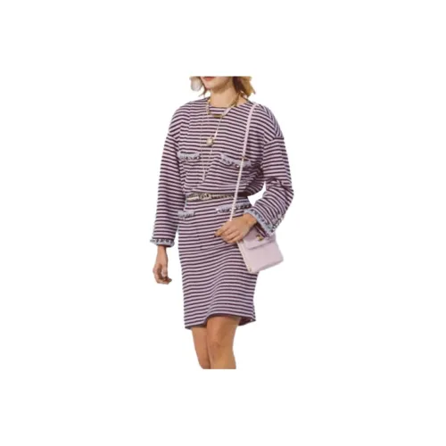 CHANEL Long-Sleeved Dresses Women's Pink/Blue