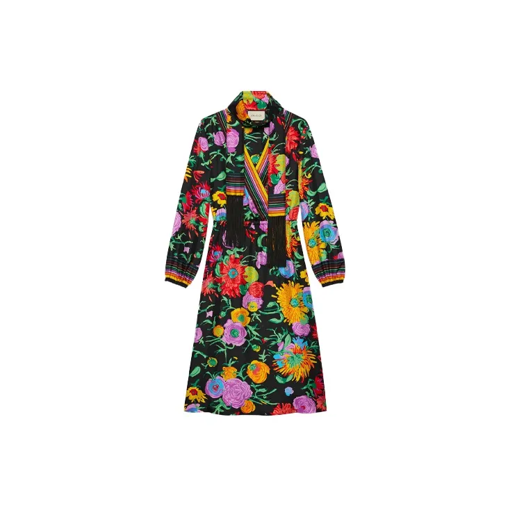 GUCCI X Ken Scott Floral Print Silk Dress-1