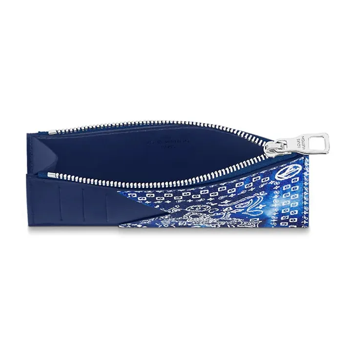 LOUIS VUITTON Coin Card Holder Bandana Monogram Blue-3