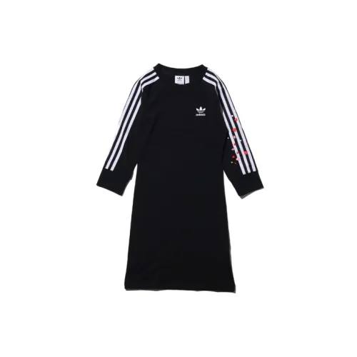 Adidas Originals Classic Three-stripe Series Long-Sleeved Dresses Women's