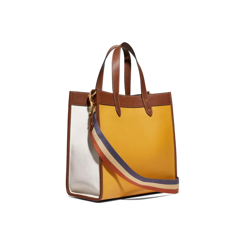COACH X Disney Field Leather Tote Bag, Shopping Bag, Portable Crossbody Bag, Shoulder Bag Tubas Women's Yellow & Brown-1