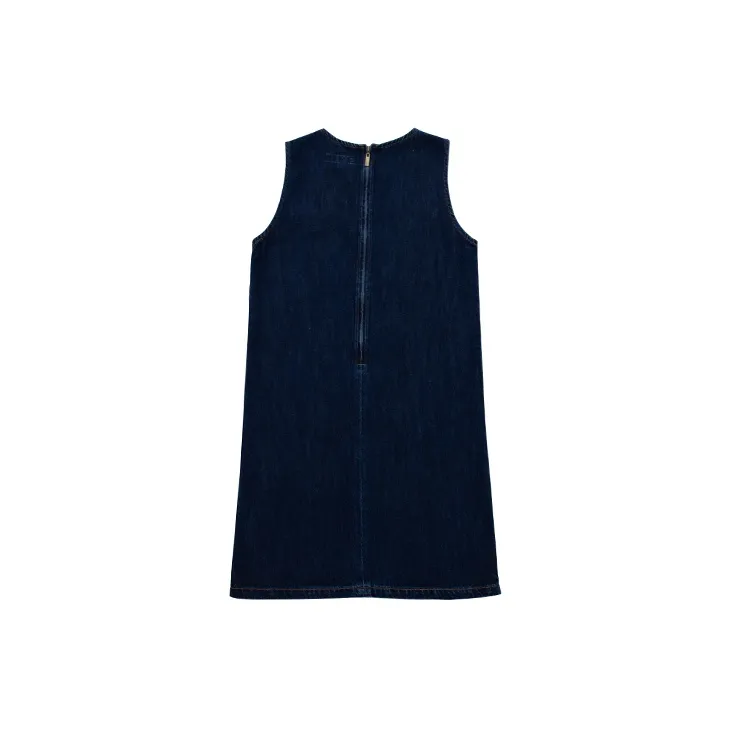 SOON FLOWER Sleeveless Dress Fall Women's Navy Blue-1