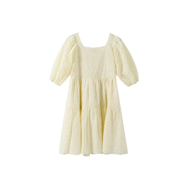 YUMOMO STAR Square Collar Fitted Short Sleeved Dress Women's-3