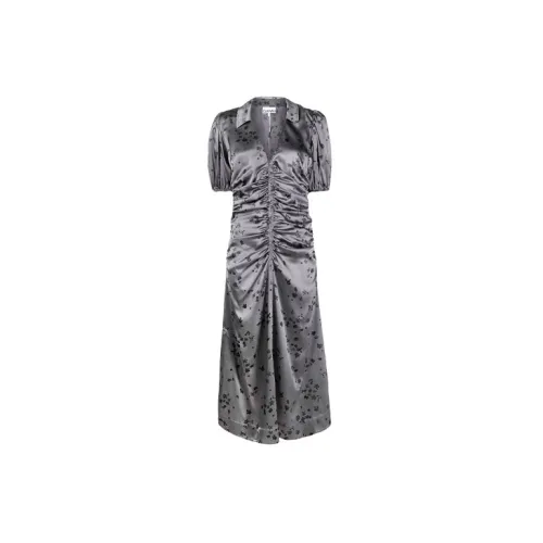GANNI Short-Sleeved Dresses Women's Gray