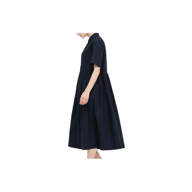 UNIQLO Ines De La Fressange A-Line Skirt Dress Navy Blue-2