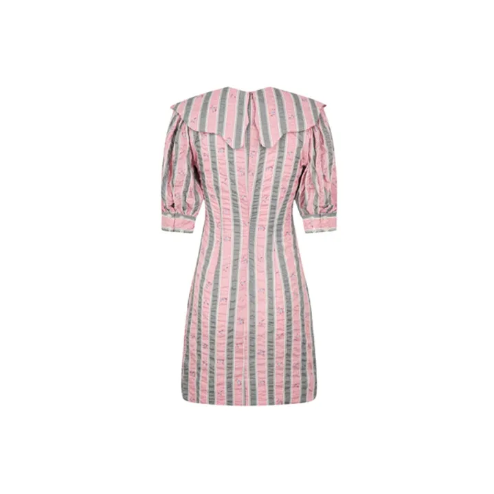 GANNI Short-Sleeved Dresses Women's Pink-1