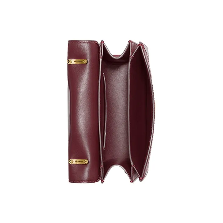 COACH Alie Fabric With Snake Skin Detail Messenger Bag, Crossbody Bag, Shoulder Bag Women's Ox Blood-3
