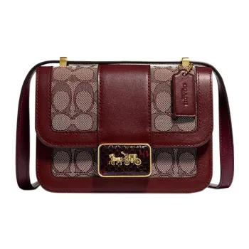 COACH Alie Fabric With Snake Skin Detail Messenger Bag, Crossbody Bag, Shoulder Bag Women's Ox Blood