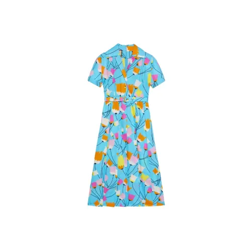 GUCCI Short-Sleeved Dresses Women's Blue