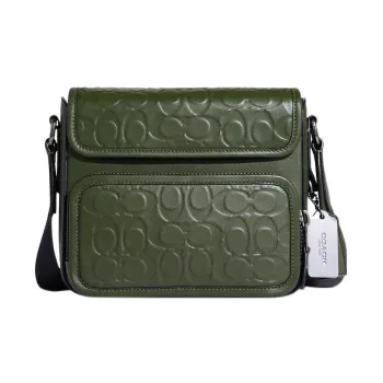 COACH Cow Leather Shoulder Bag, Crossbody Bag Medium Size Men's Green