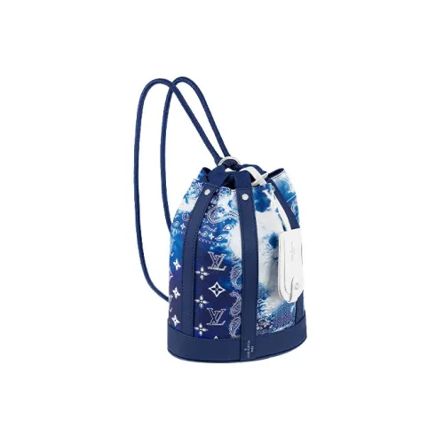 LOUIS VUITTON Cow Leather Messenger Bag Crossbody Bag Backpack Small Size Men's Tie Dye Blue
