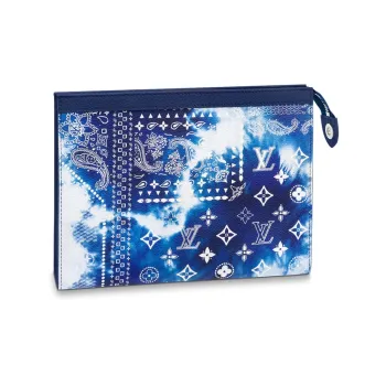 LOUIS VUITTON Pochette Voyage Mm Monogram Bandana Bleached Blue