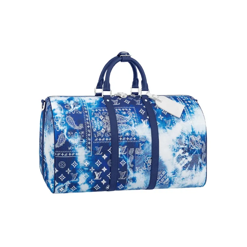 LOUIS VUITTON Keepall 50B Monogram Bandana Bleached Blue-3