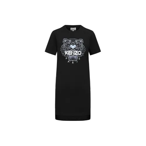 KENZO Classic Tiger Head Short-Sleeved Dresses Women's Black