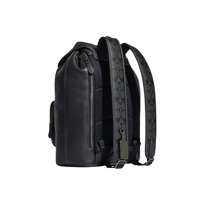 COACH Sullivan Coated Canvas With Pebbled Leather Backpack Large Size Men's Black-1