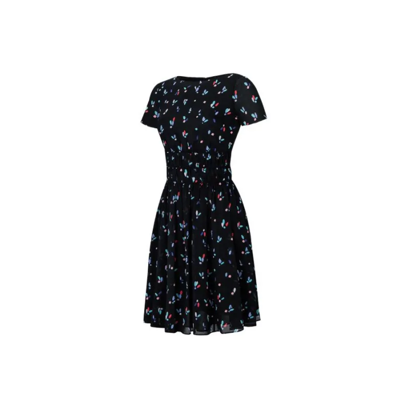 EMPORIO ARMANI SS22 Short Sleeved Dress Women's Black-2