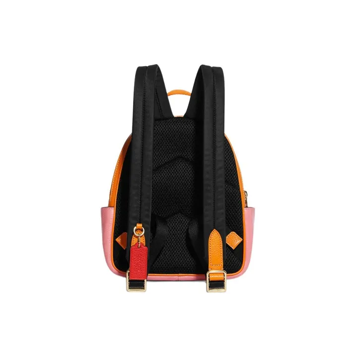 COACH Court Litchi Grain Leather Backpack Small Size Women's Red & Pink-1