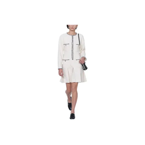 CHANEL Long-Sleeved Dresses Women's White