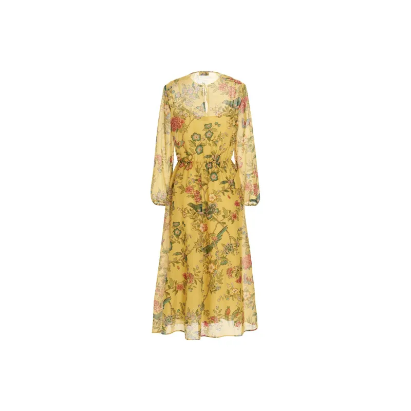 Valentino SS22 Long Sleeved Dress Women's Yellow-1