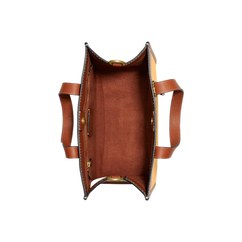 COACH X Disney Field Leather Tote Bag, Shopping Bag, Portable Crossbody Bag, Shoulder Bag Tubas Women's Yellow & Brown-2