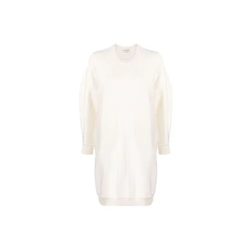Alexander McQueen FW21 Knitting Sweater Long-sleeved Dress White