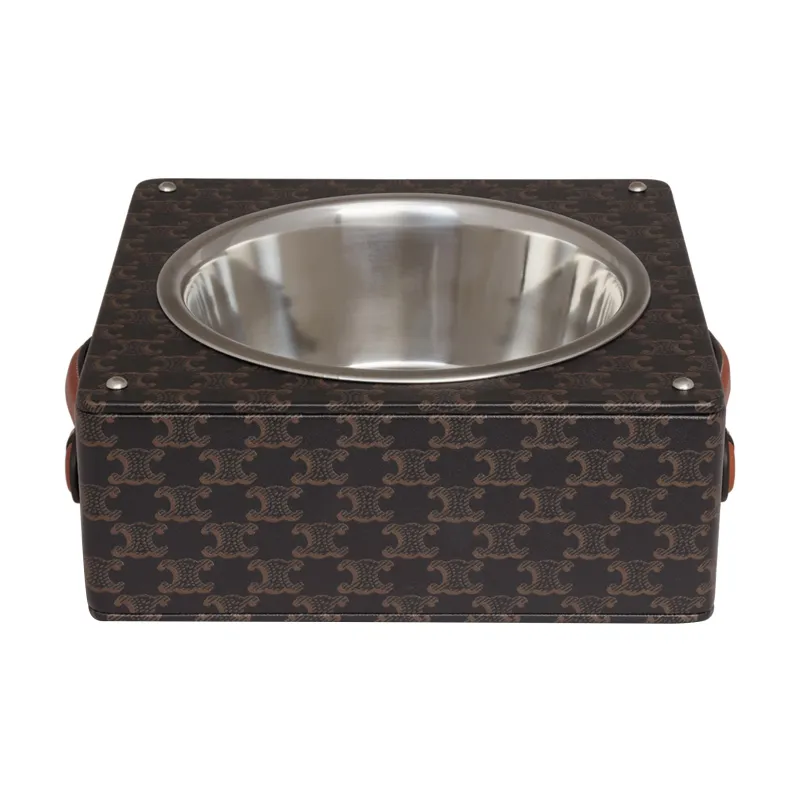 CELINE Triomphe Small Sheepskin Canvas Calfskin Single Dog Bowl Bag Accessory Unisex Tan-2
