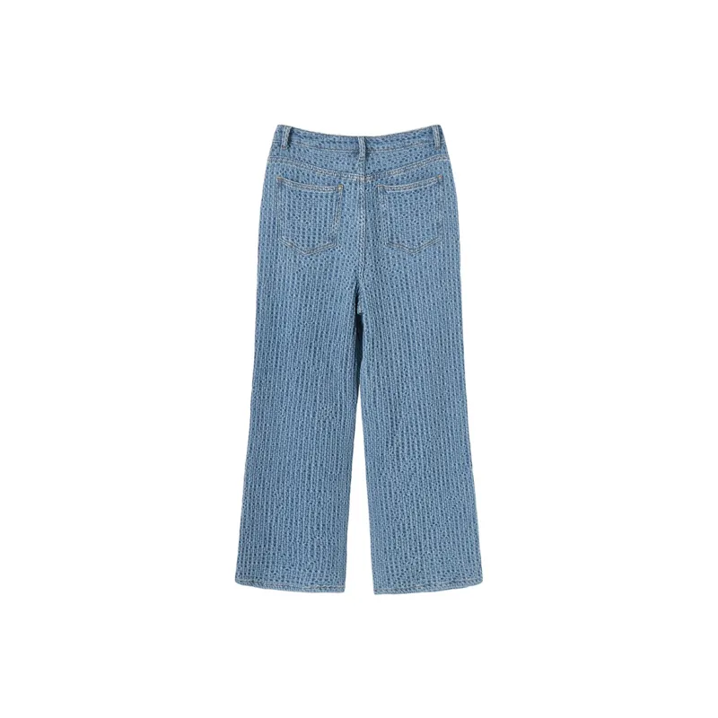 MEETLADY Wide Leg Jeans Women's Denim Blue-1