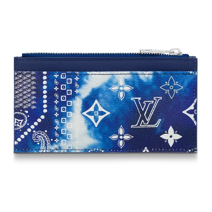 LOUIS VUITTON Coin Card Holder Bandana Monogram Blue-2
