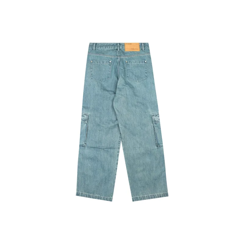 BLUELANDINC Cargo Pants Moderate Jeans Women's Light Blue-1