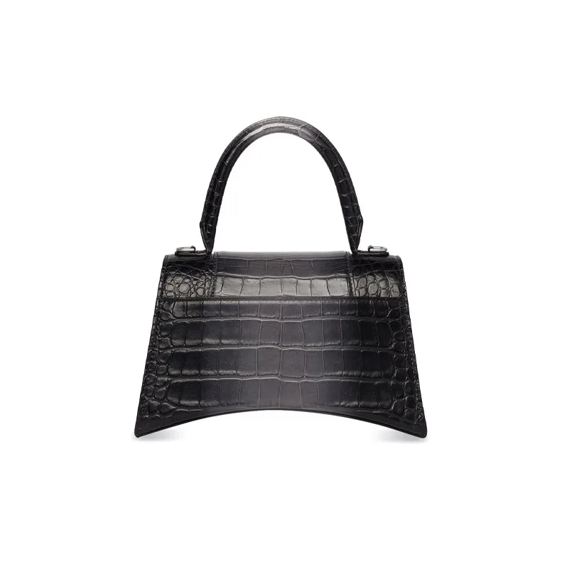 Balenciaga Hourglass Cow Leather Hourglass Bag Handbag Crossbody Bag Shoulder Bag Small Size Women's Black-3