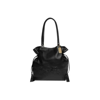 COACH Andy Leather Shoulder Bag, Handbag Large Size Women's Black