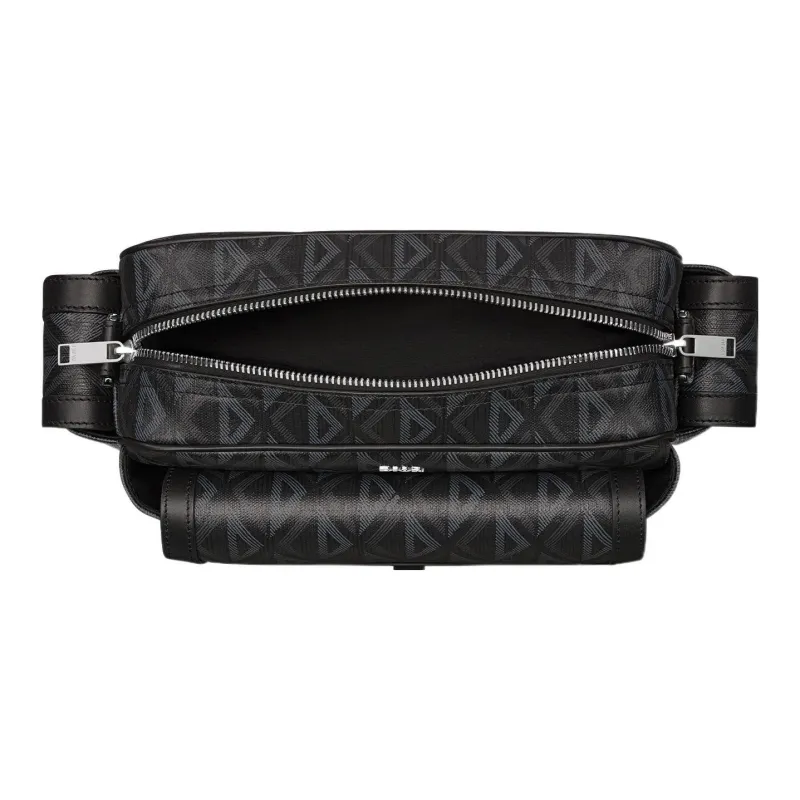 DIOR CD Diamond Canvas With Smooth Calfskin Messenger Bag Handbag Shoulder Bag Crossbody Bag Men's Black-3