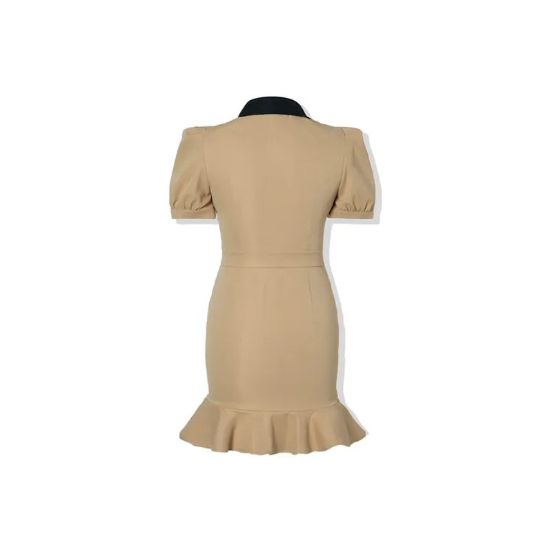 LA CRAWFISH Short Sleeved Dress Women's Khaki-1