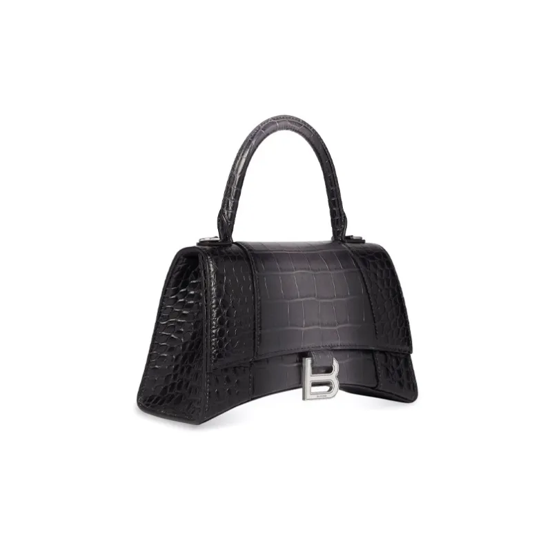 Balenciaga Hourglass Cow Leather Hourglass Bag Handbag Crossbody Bag Shoulder Bag Small Size Women's Black-1
