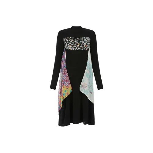 Marine Serre Long-Sleeved Dresses Women's Black