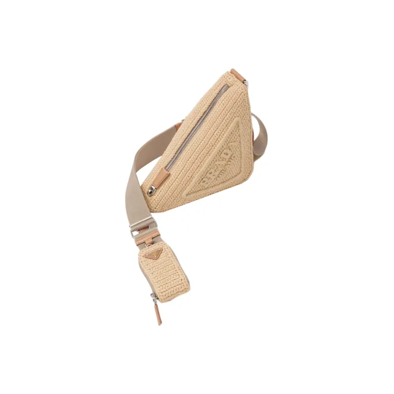 PRADA Raffia Triangle Bag Tan-2