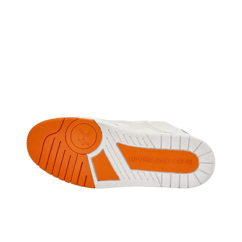 HARSH AND CRUEL Low Top Skateboard Shoes Unisex White Orange-5