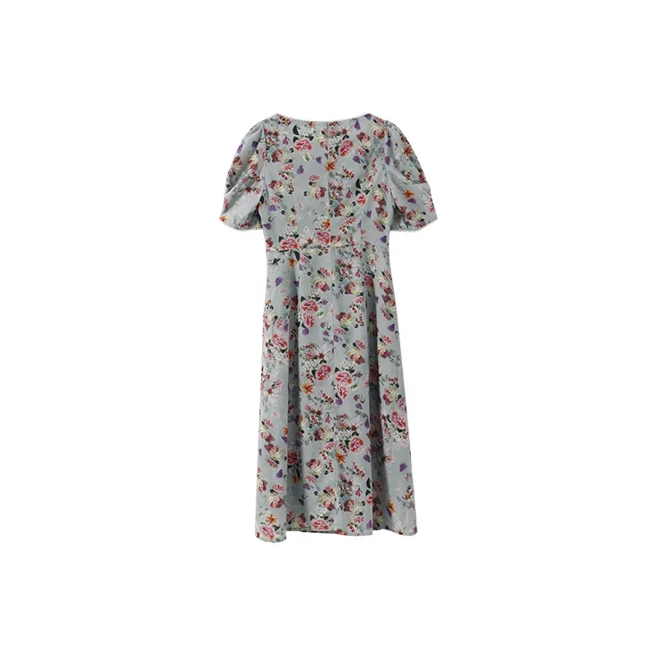 YUMOMO STAR Short Sleeved Dresses Women's Gray With Print-1