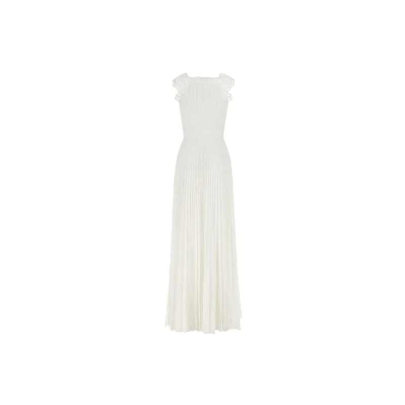 ALBERTA FERRETTI Lace Embellished Pleated Cut-Out Gown-1